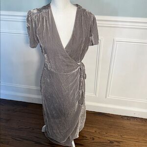 Wayf maxi velvet Gray Wrap Dress